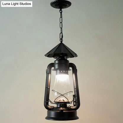 Simplicity Lantern Hanging Light - Metallic Kerosene Lighting for Restaurants - 1 Bulb