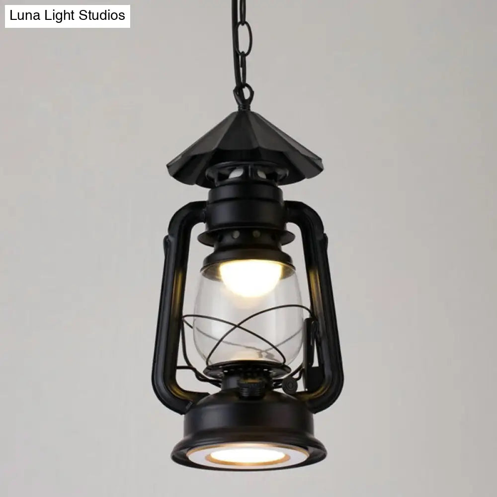 Simplicity Lantern Hanging Light - Metallic Kerosene Lighting for Restaurants - 1 Bulb