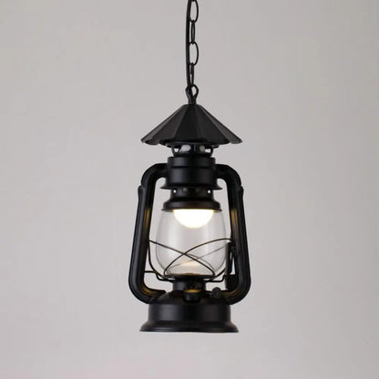 Simplicity Lantern Hanging Light - Metallic Kerosene Lighting for Restaurants - 1 Bulb