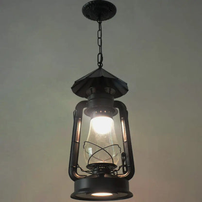 Simplicity Lantern Hanging Light - Metallic Kerosene Lighting for Restaurants - 1 Bulb