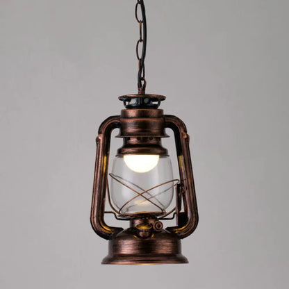 Simplicity Lantern Hanging Light - Metallic Kerosene Lighting for Restaurants - 1 Bulb