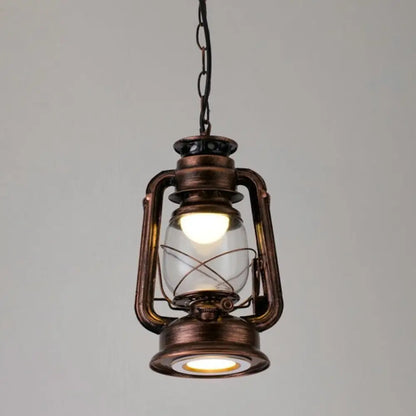 Simplicity Lantern Hanging Light - Metallic Kerosene Lighting for Restaurants - 1 Bulb