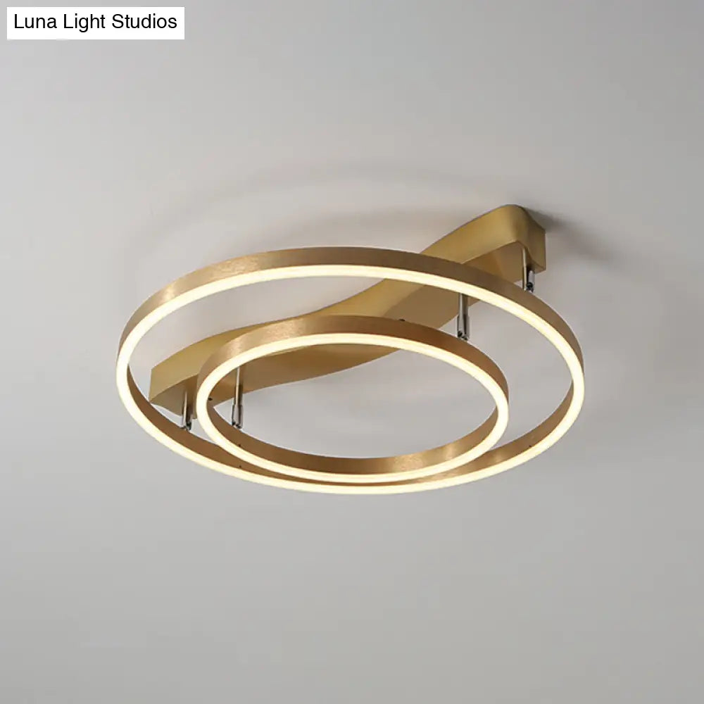 DecorBites™ DecorBites™ Simplicity LED Brass Multi-Ring Flush Mount Ceiling Light for Living Room