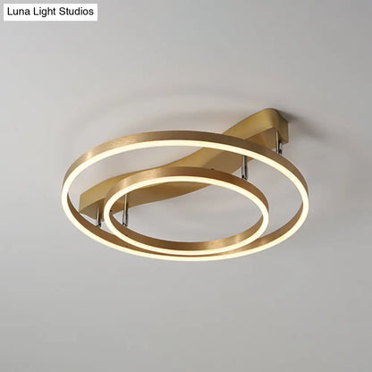 DecorBites™ DecorBites™ Simplicity LED Brass Multi-Ring Flush Mount Ceiling Light for Living Room