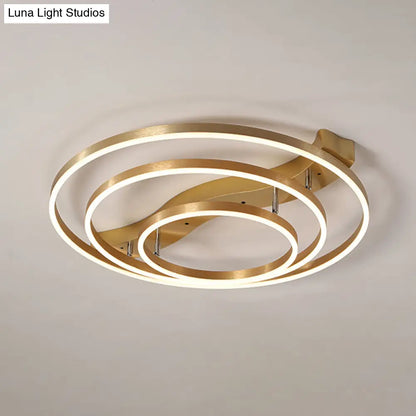 DecorBites™ DecorBites™ Simplicity LED Brass Multi-Ring Flush Mount Ceiling Light for Living Room