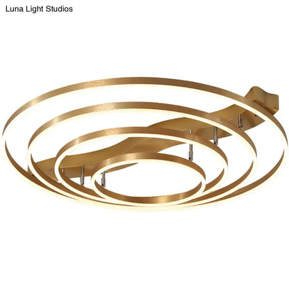 DecorBites™ DecorBites™ Simplicity LED Brass Multi-Ring Flush Mount Ceiling Light for Living Room