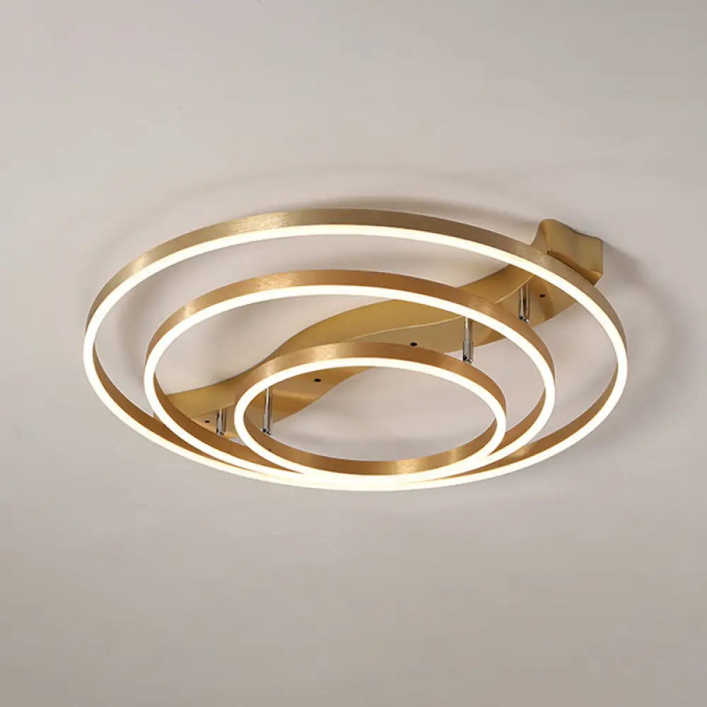 DecorBites™ DecorBites™ Simplicity LED Brass Multi-Ring Flush Mount Ceiling Light for Living Room