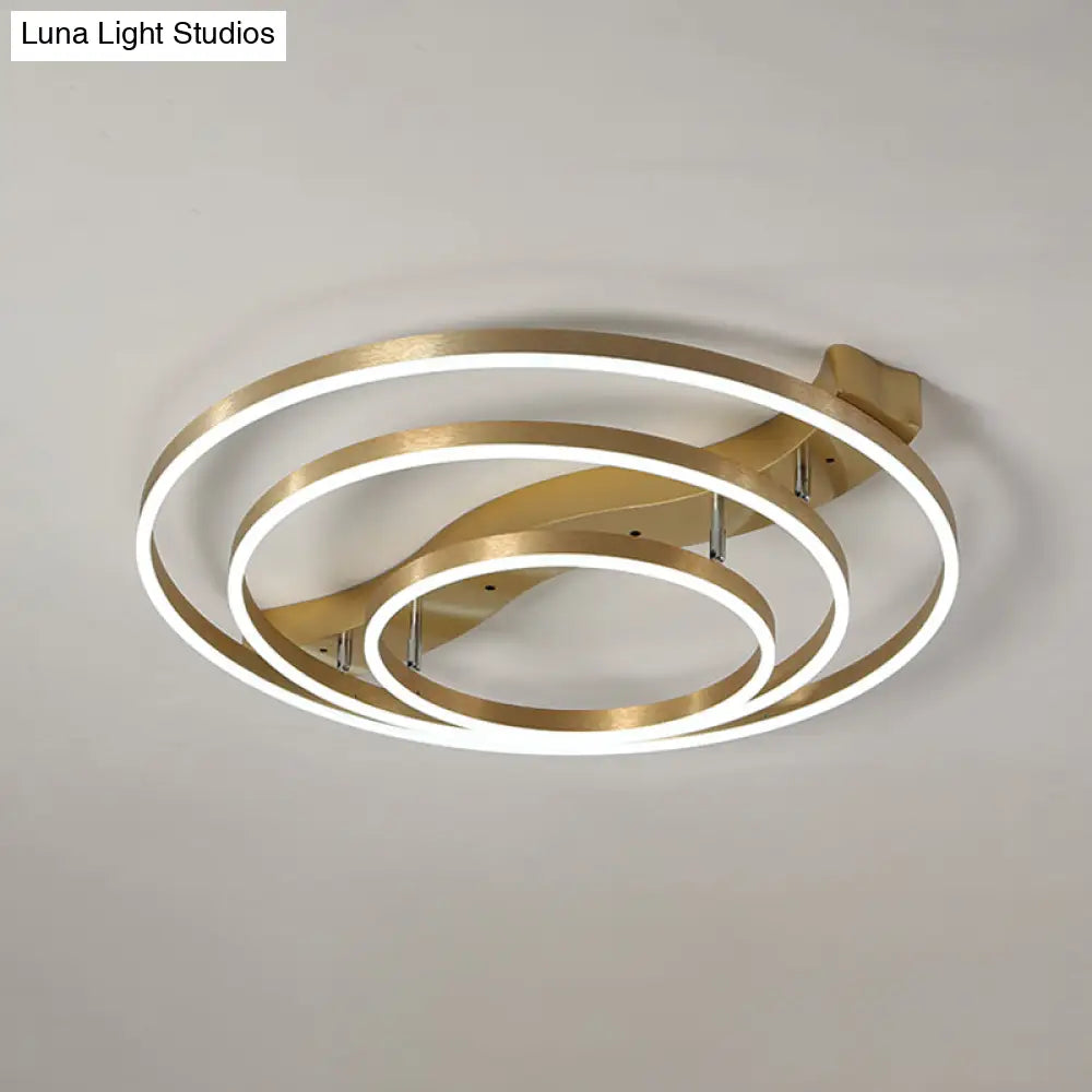 DecorBites™ DecorBites™ Simplicity LED Brass Multi-Ring Flush Mount Ceiling Light for Living Room