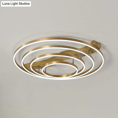 DecorBites™ DecorBites™ Simplicity LED Brass Multi-Ring Flush Mount Ceiling Light for Living Room