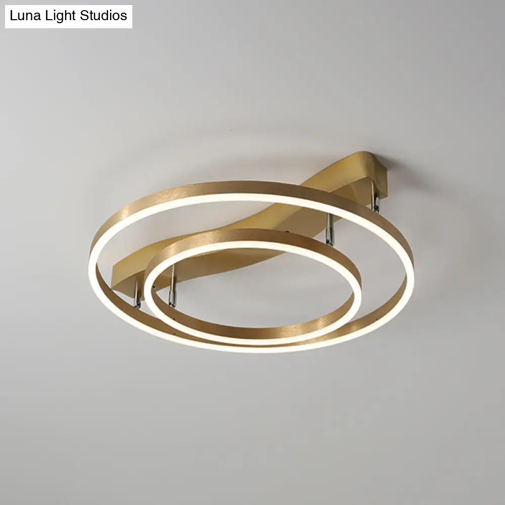 DecorBites™ DecorBites™ Simplicity LED Brass Multi-Ring Flush Mount Ceiling Light for Living Room