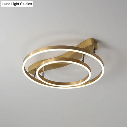 DecorBites™ DecorBites™ Simplicity LED Brass Multi-Ring Flush Mount Ceiling Light for Living Room