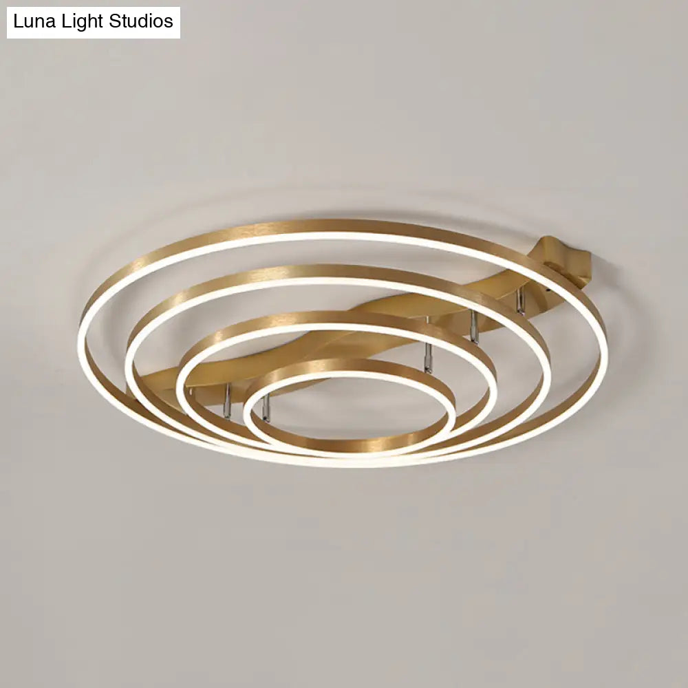 DecorBites™ DecorBites™ Simplicity LED Brass Multi-Ring Flush Mount Ceiling Light for Living Room