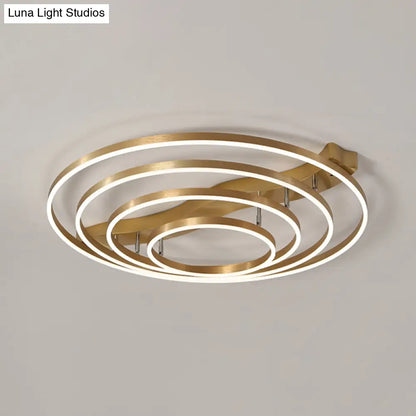 DecorBites™ DecorBites™ Simplicity LED Brass Multi-Ring Flush Mount Ceiling Light for Living Room