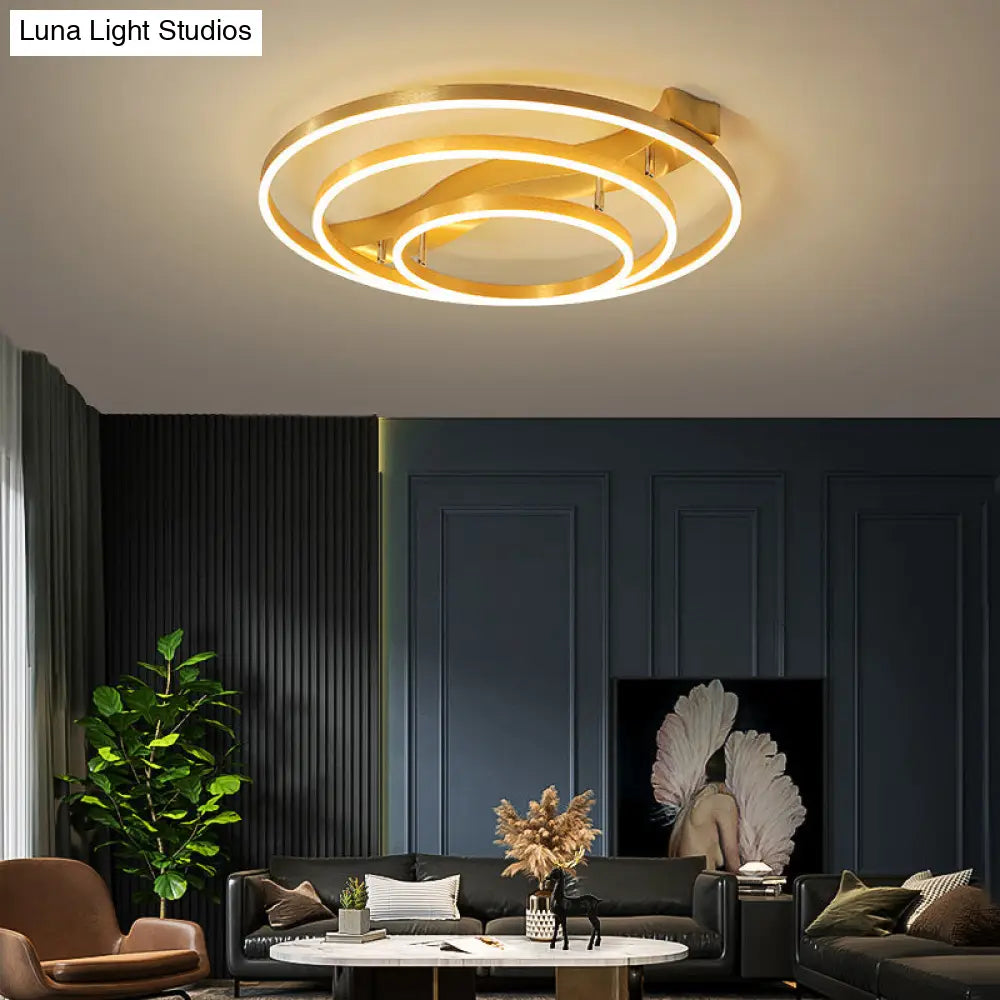DecorBites™ DecorBites™ Simplicity LED Brass Multi-Ring Flush Mount Ceiling Light for Living Room