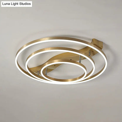 DecorBites™ DecorBites™ Simplicity LED Brass Multi-Ring Flush Mount Ceiling Light for Living Room