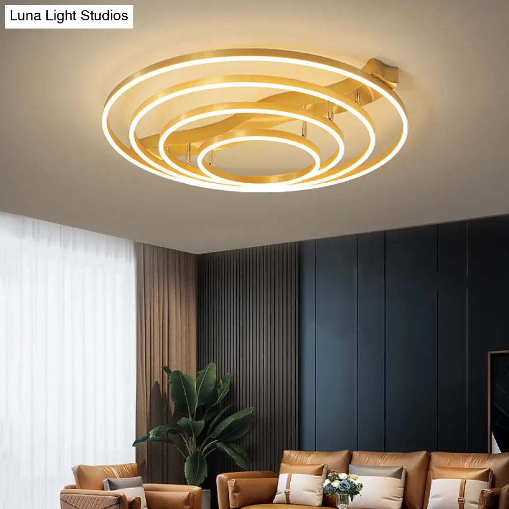 DecorBites™ DecorBites™ Simplicity LED Brass Multi-Ring Flush Mount Ceiling Light for Living Room