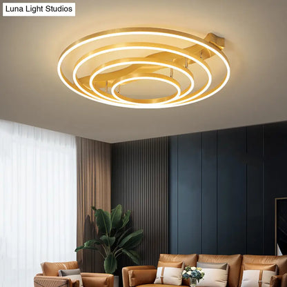 DecorBites™ DecorBites™ Simplicity LED Brass Multi-Ring Flush Mount Ceiling Light for Living Room