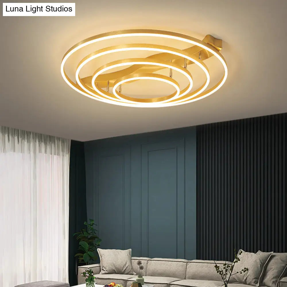 DecorBites™ DecorBites™ Simplicity LED Brass Multi-Ring Flush Mount Ceiling Light for Living Room