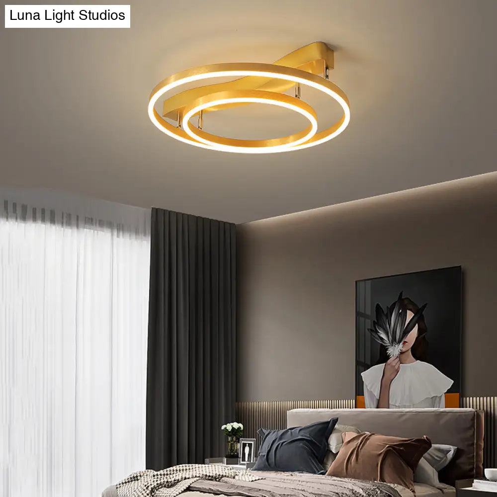 DecorBites™ DecorBites™ Simplicity LED Brass Multi-Ring Flush Mount Ceiling Light for Living Room