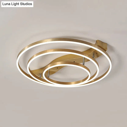 DecorBites™ DecorBites™ Simplicity LED Brass Multi-Ring Flush Mount Ceiling Light for Living Room