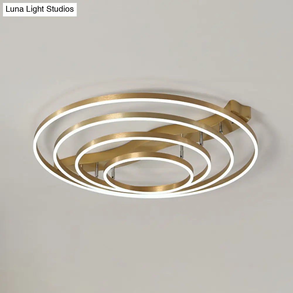 DecorBites™ DecorBites™ Simplicity LED Brass Multi-Ring Flush Mount Ceiling Light for Living Room