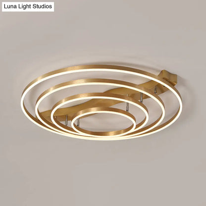 DecorBites™ DecorBites™ Simplicity LED Brass Multi-Ring Flush Mount Ceiling Light for Living Room