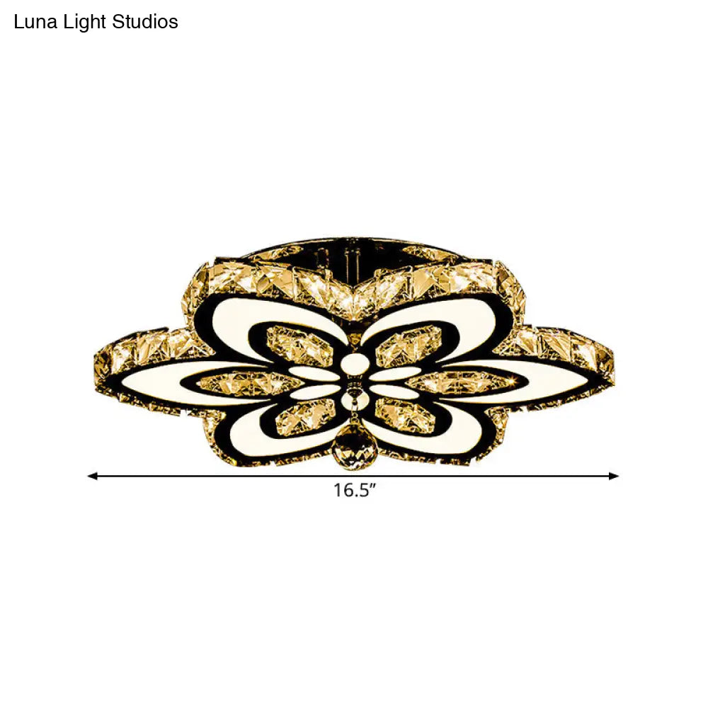 DecorBites™ DecorBites™ Simplicity LED Crystal Block Semi Flush Light - Chrome Ceiling Fixture (Large/Small Sizes)