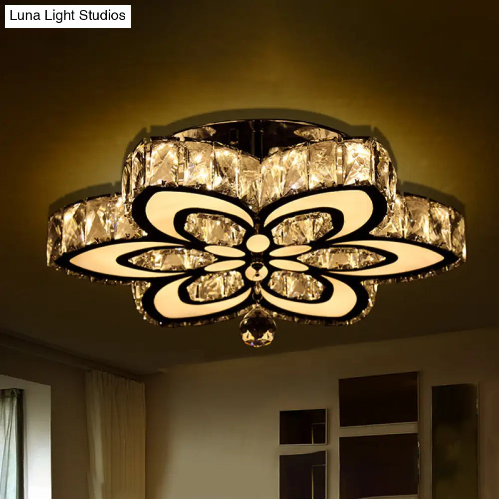 DecorBites™ DecorBites™ Simplicity LED Crystal Block Semi Flush Light - Chrome Ceiling Fixture (Large/Small Sizes)