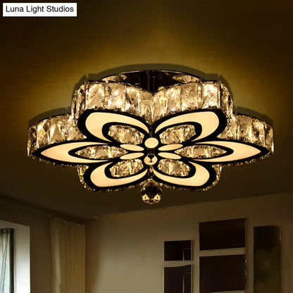 DecorBites™ DecorBites™ Simplicity LED Crystal Block Semi Flush Light - Chrome Ceiling Fixture (Large/Small Sizes)