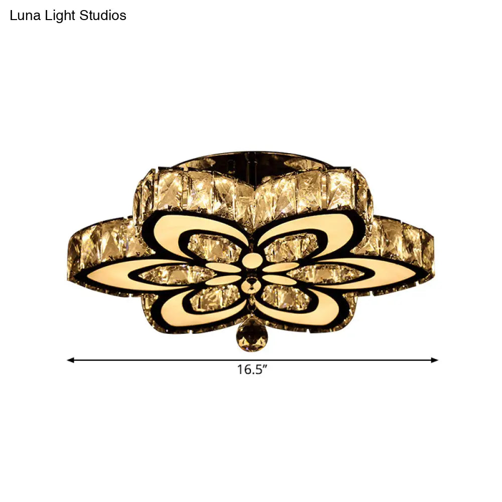 DecorBites™ DecorBites™ Simplicity LED Crystal Block Semi Flush Light - Chrome Ceiling Fixture (Large/Small Sizes)