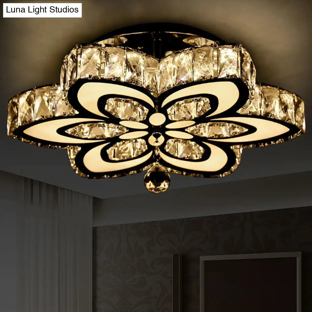 DecorBites™ DecorBites™ Simplicity LED Crystal Block Semi Flush Light - Chrome Ceiling Fixture (Large/Small Sizes)