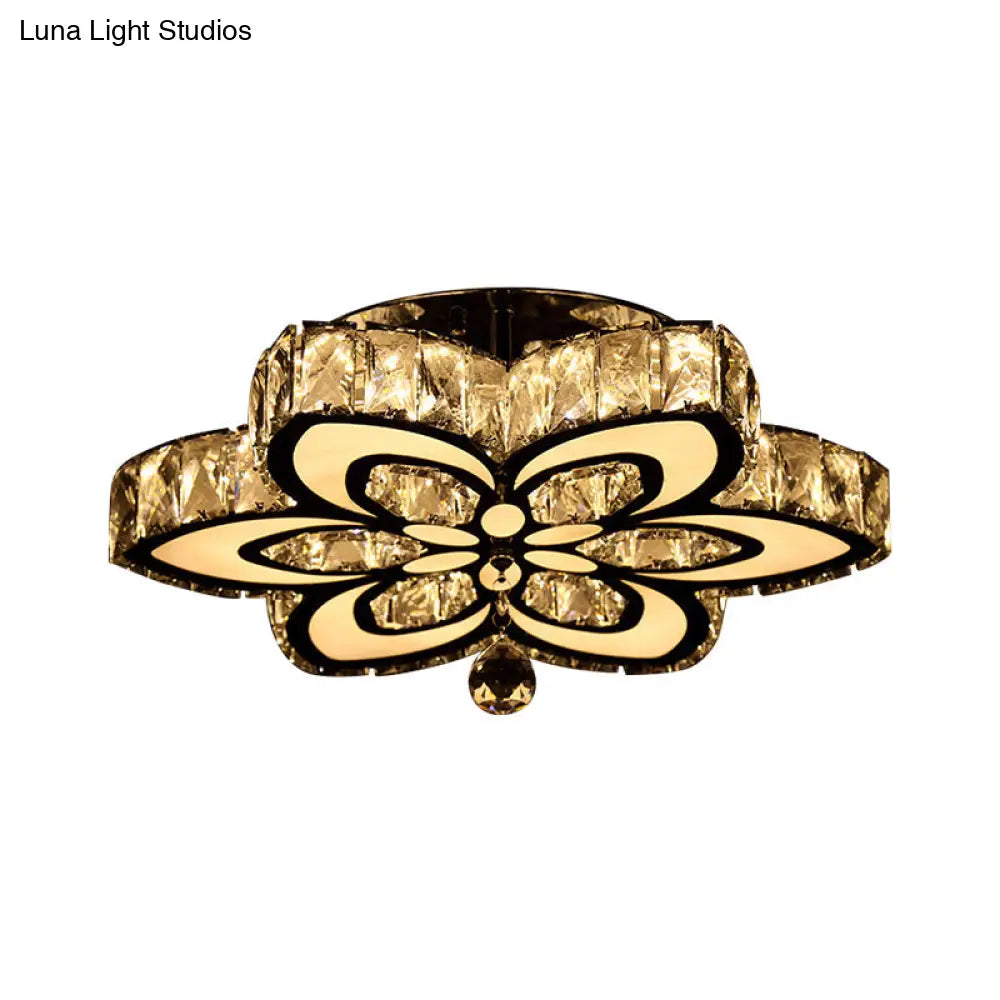 DecorBites™ DecorBites™ Simplicity LED Crystal Block Semi Flush Light - Chrome Ceiling Fixture (Large/Small Sizes)