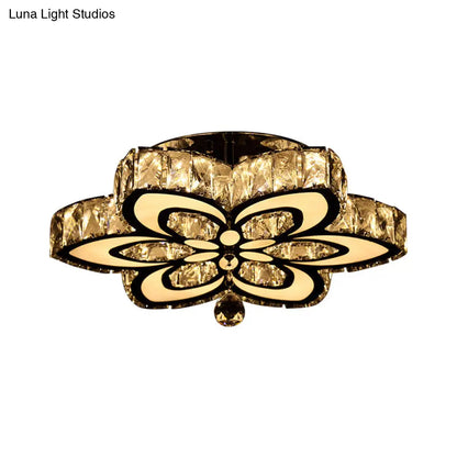 DecorBites™ DecorBites™ Simplicity LED Crystal Block Semi Flush Light - Chrome Ceiling Fixture (Large/Small Sizes)