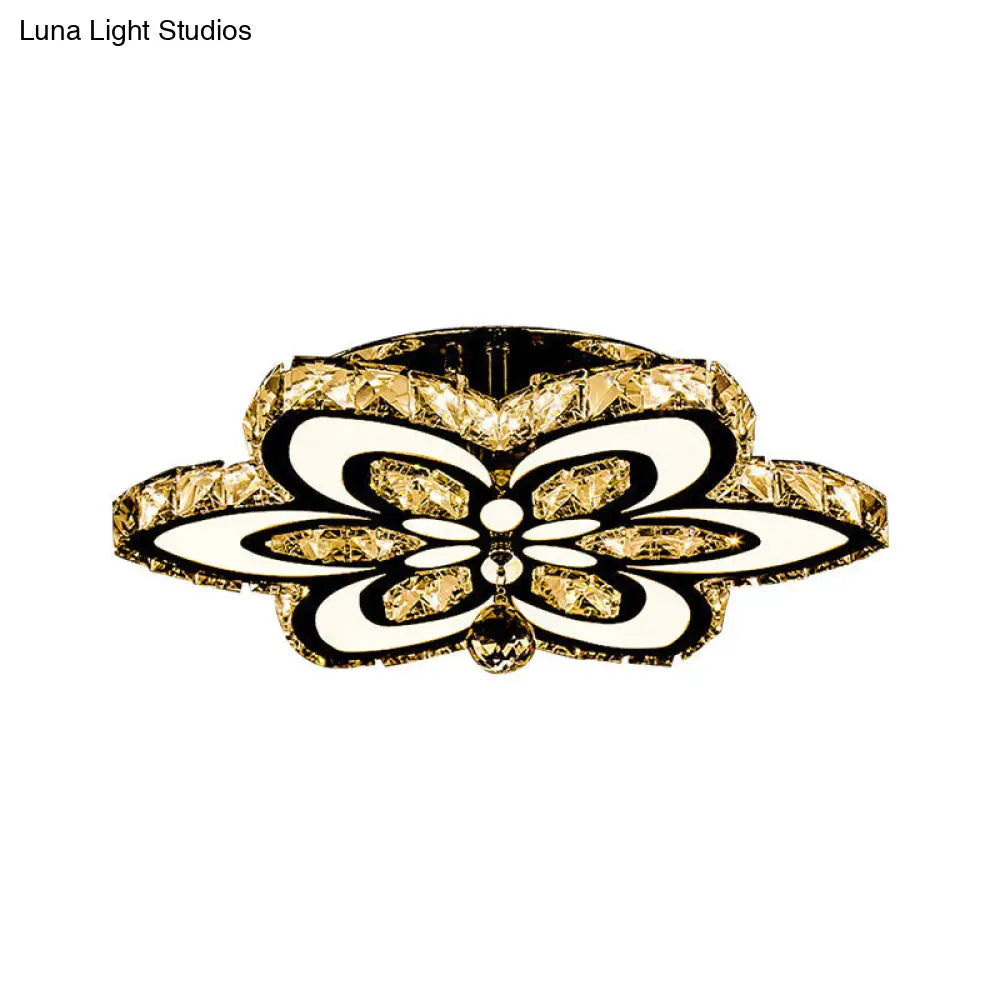 DecorBites™ DecorBites™ Simplicity LED Crystal Block Semi Flush Light - Chrome Ceiling Fixture (Large/Small Sizes)