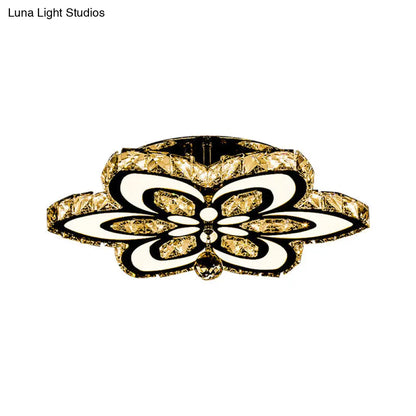 DecorBites™ DecorBites™ Simplicity LED Crystal Block Semi Flush Light - Chrome Ceiling Fixture (Large/Small Sizes)