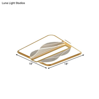 DecorBites™ DecorBites™ Simplicity LED Flush Mount Gold Bar Decor Ceiling Light with Metallic Shade, Warm/White Light, 18"/21.5" Wide