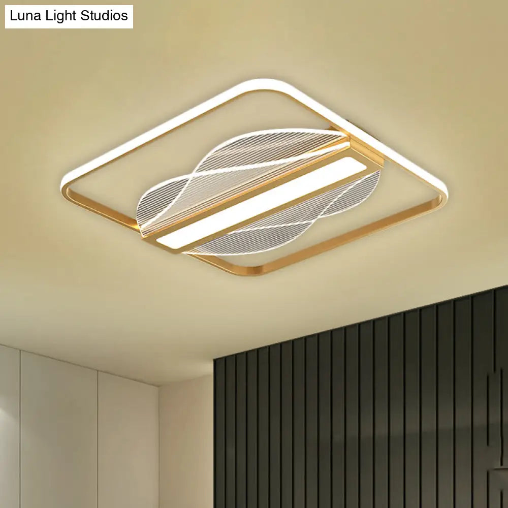 DecorBites™ DecorBites™ Simplicity LED Flush Mount Gold Bar Decor Ceiling Light with Metallic Shade, Warm/White Light, 18"/21.5" Wide