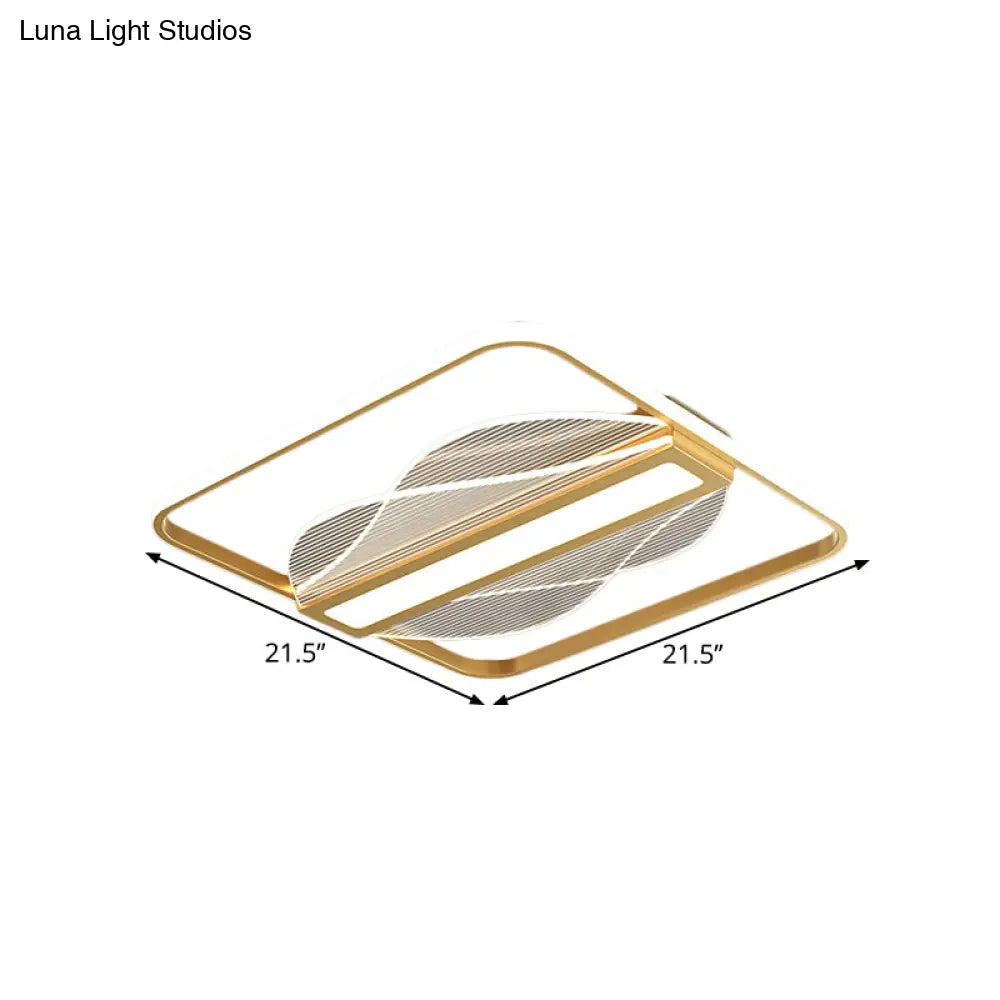 DecorBites™ DecorBites™ Simplicity LED Flush Mount Gold Bar Decor Ceiling Light with Metallic Shade, Warm/White Light, 18"/21.5" Wide