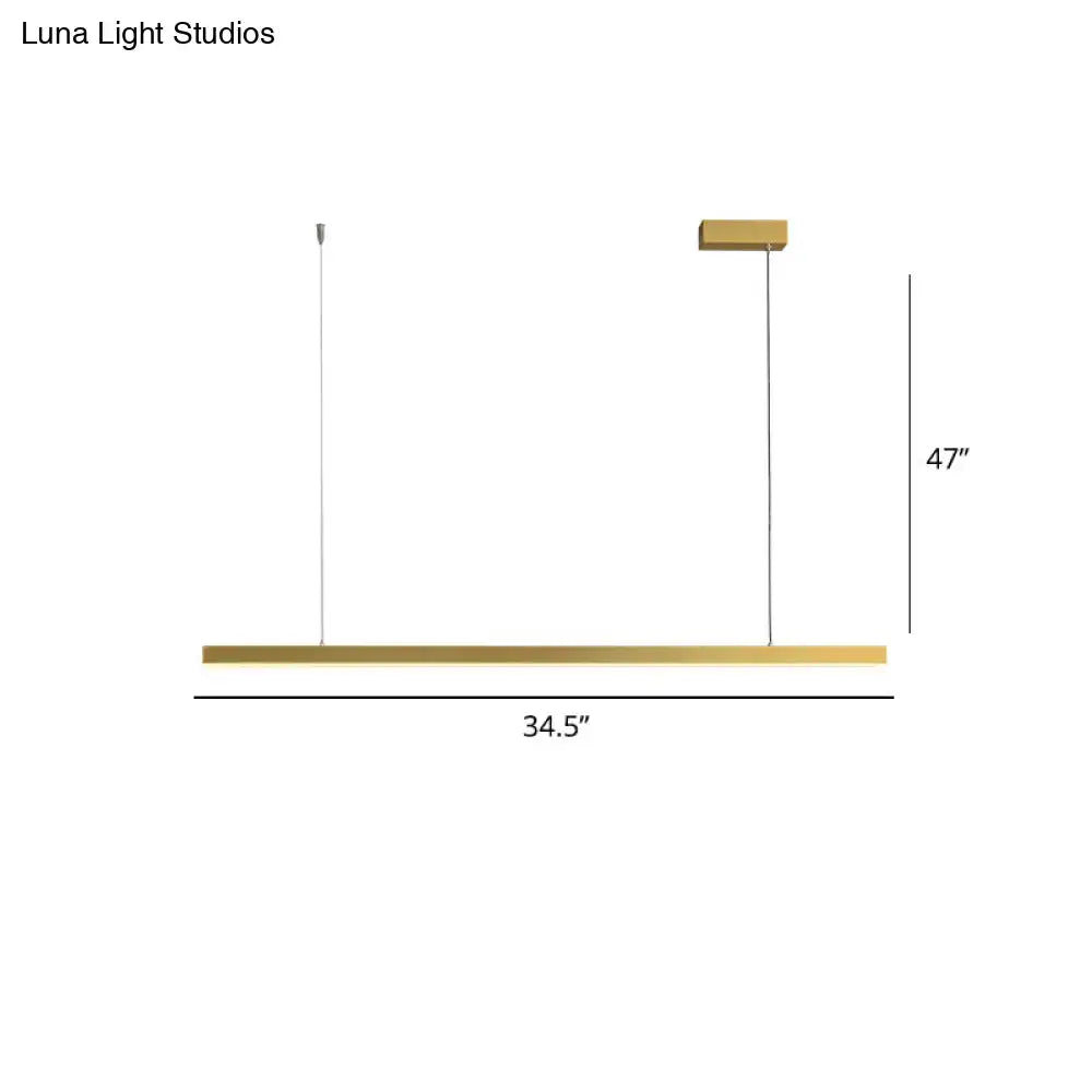 A sleek gold-finished metal simplicity led pendant light with two cords bulb included for dining room decor