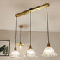 Simplicity Living Room Pendant Light Fixture with Clear Ribbed Glass Shade and Floral Design