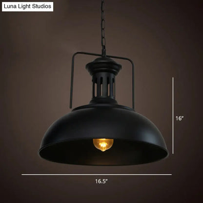 Simplicity Single-Bulb Iron Pot Cover Hanging Lamp - Stylish Restaurant Ceiling Lighting Fixture