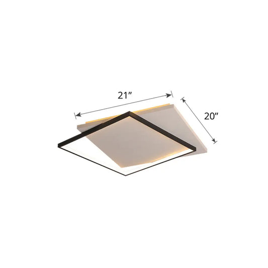 DecorBites™ DecorBites™ Simplicity Square LED Flush Mount Ceiling Light for Living Room - White-Black Acrylic Design