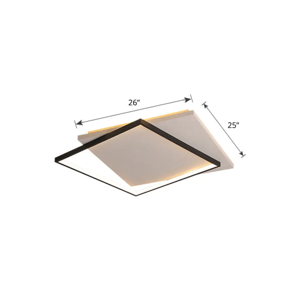 DecorBites™ DecorBites™ Simplicity Square LED Flush Mount Ceiling Light for Living Room - White-Black Acrylic Design