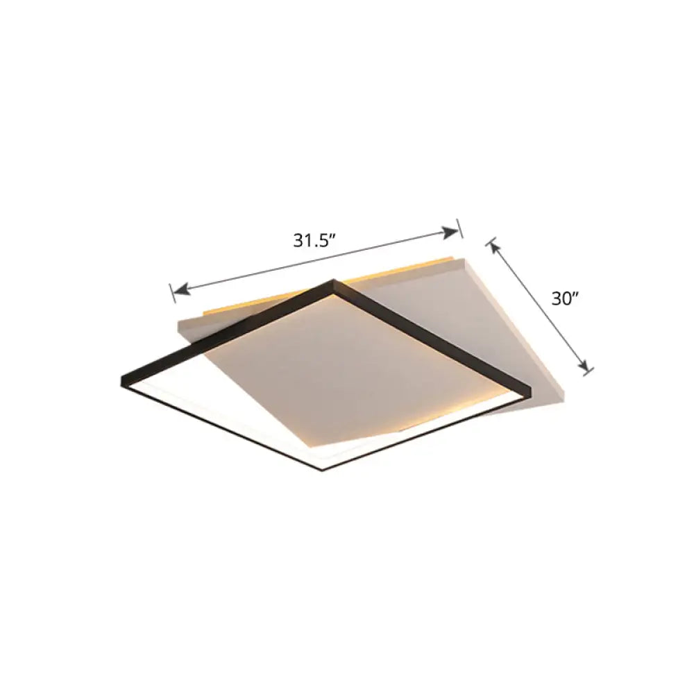 DecorBites™ DecorBites™ Simplicity Square LED Flush Mount Ceiling Light for Living Room - White-Black Acrylic Design