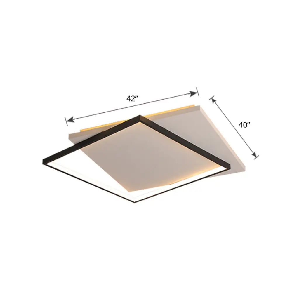 DecorBites™ DecorBites™ Simplicity Square LED Flush Mount Ceiling Light for Living Room - White-Black Acrylic Design