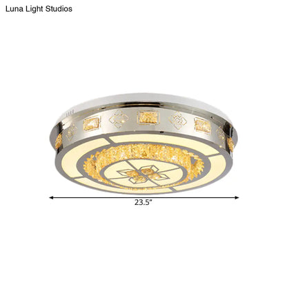 DecorBites™ DecorBites™ Simplicity Stainless-Steel LED Flush Mount Ceiling Light with Crystal Shade - Perfect for Living Room