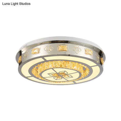 DecorBites™ DecorBites™ Simplicity Stainless-Steel LED Flush Mount Ceiling Light with Crystal Shade - Perfect for Living Room