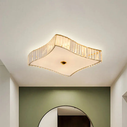 DecorBites™ DecorBites™ Simplicity White Flush Mount Lamp with Clear Crystal Shade - 6 Lights