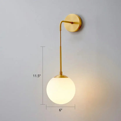 DecorBites™ DecorBites™ Simplicity White Glass Wall Sconce - Brass Finish, Bedroom Light Fixture with 1 Bulb