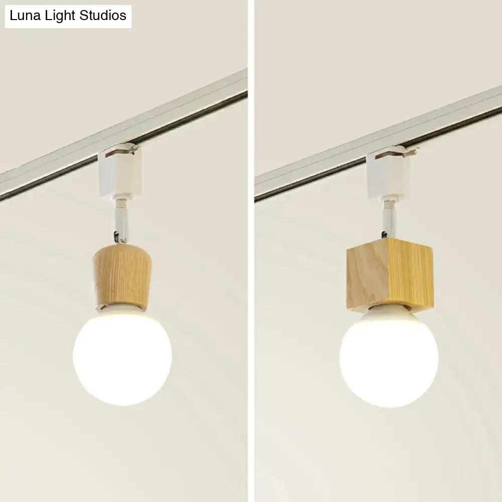 DecorBites™ DecorBites™ Simplicity Wooden 4-Light Exposed Bulb Track Ceiling Light in White - Ideal for Dining Room